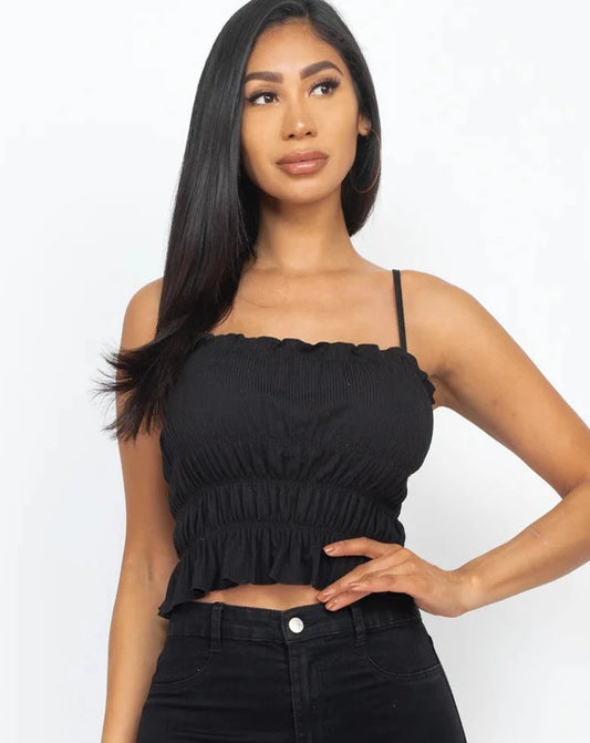 Raunchy Black Crop Top Spaghetti Strap