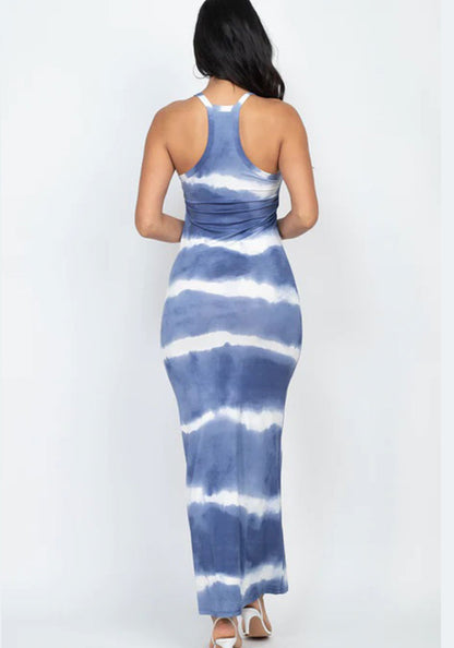 Blue Tie-Dye Maxi Dress