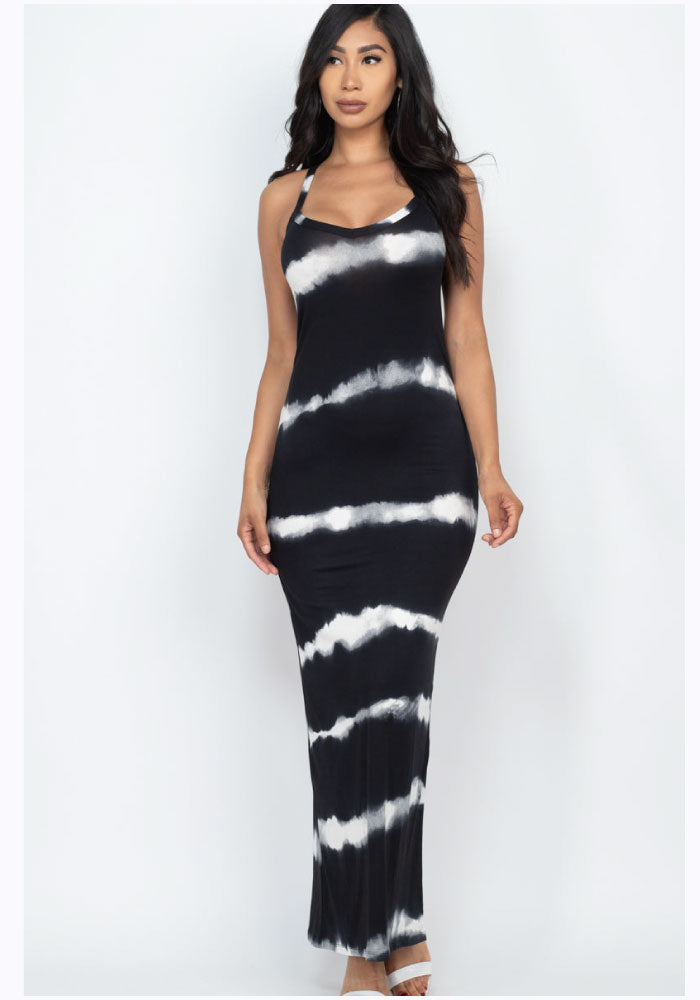 BLACK TIE DYE MAXI DRESS